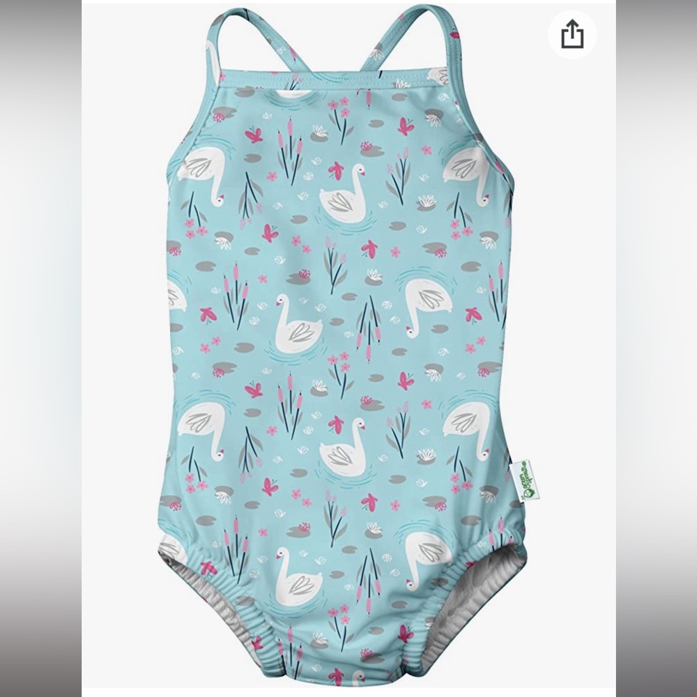 Swan Toddler/ Baby Bathing Suit with Built in Swim Diaper